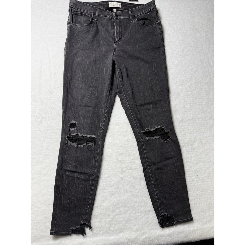 Abercrombie & Fitch Curve Love High Rise Super Skinny Ankle Jeans 33 Gray